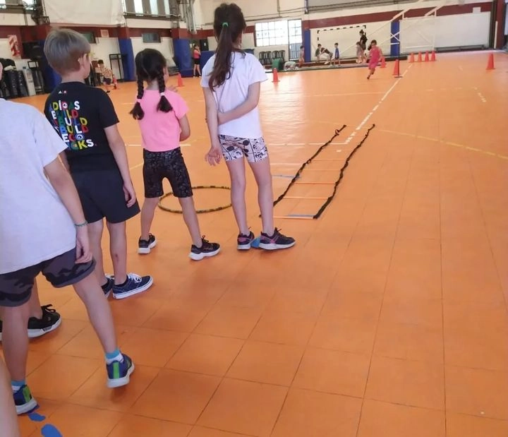 Alumnos del colegio alberdi realizando actividades de la colonia